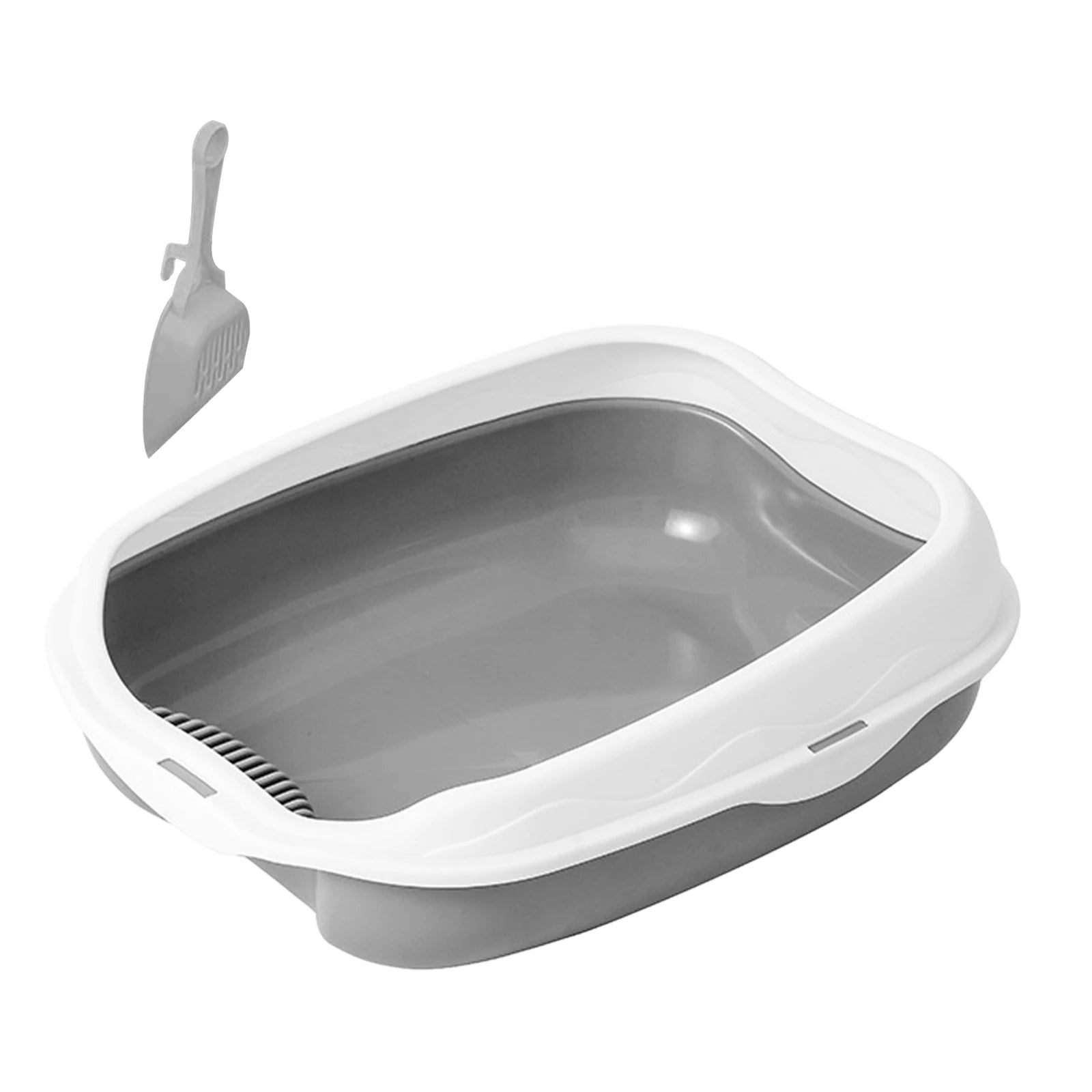 Small semi-enclosed cat litter box with scoop