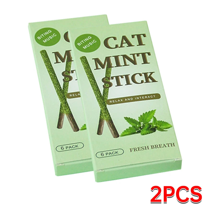 6 Natural Cat Scratching and Bite Sticks with Mint Flavor