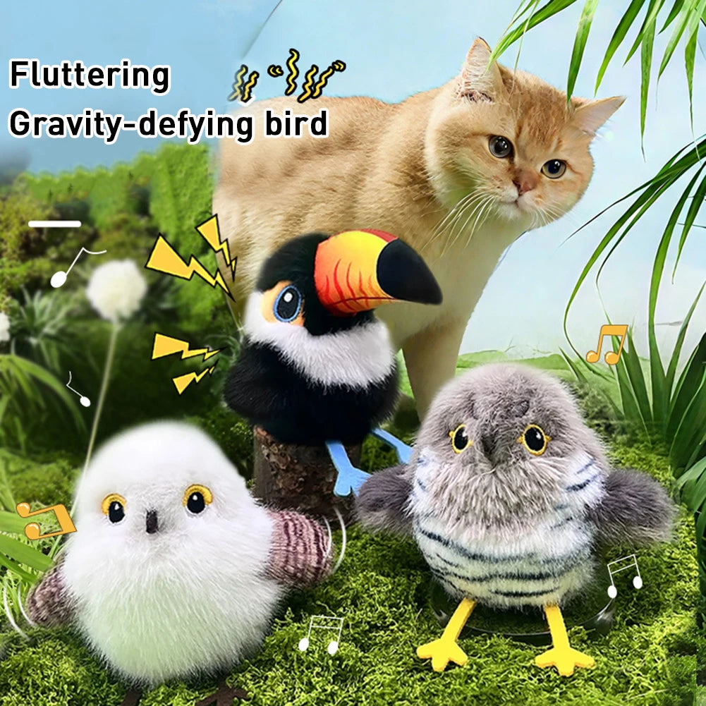 Chirping Bird Catnip Toy Flapping Bird