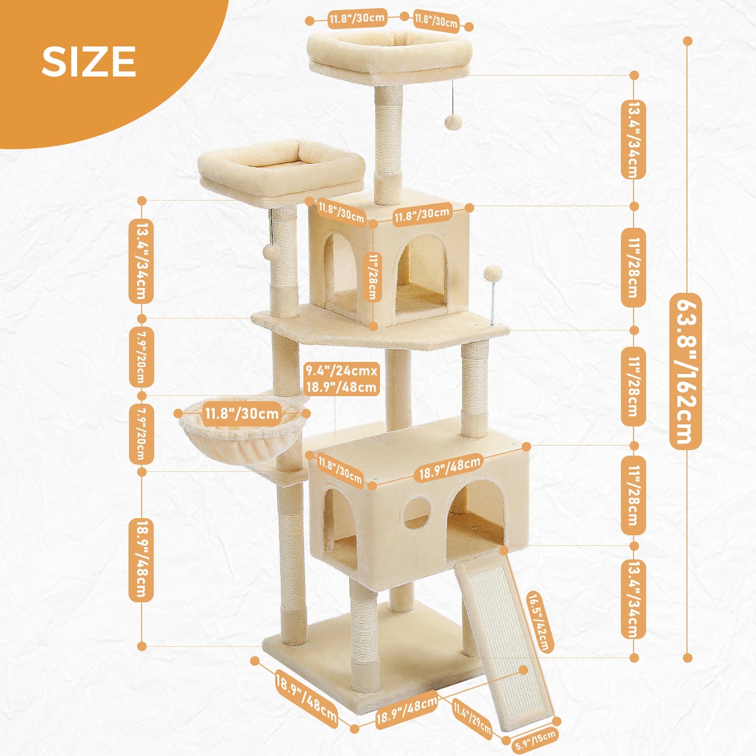 Luxury cat towers with double apartments and a spacious perch