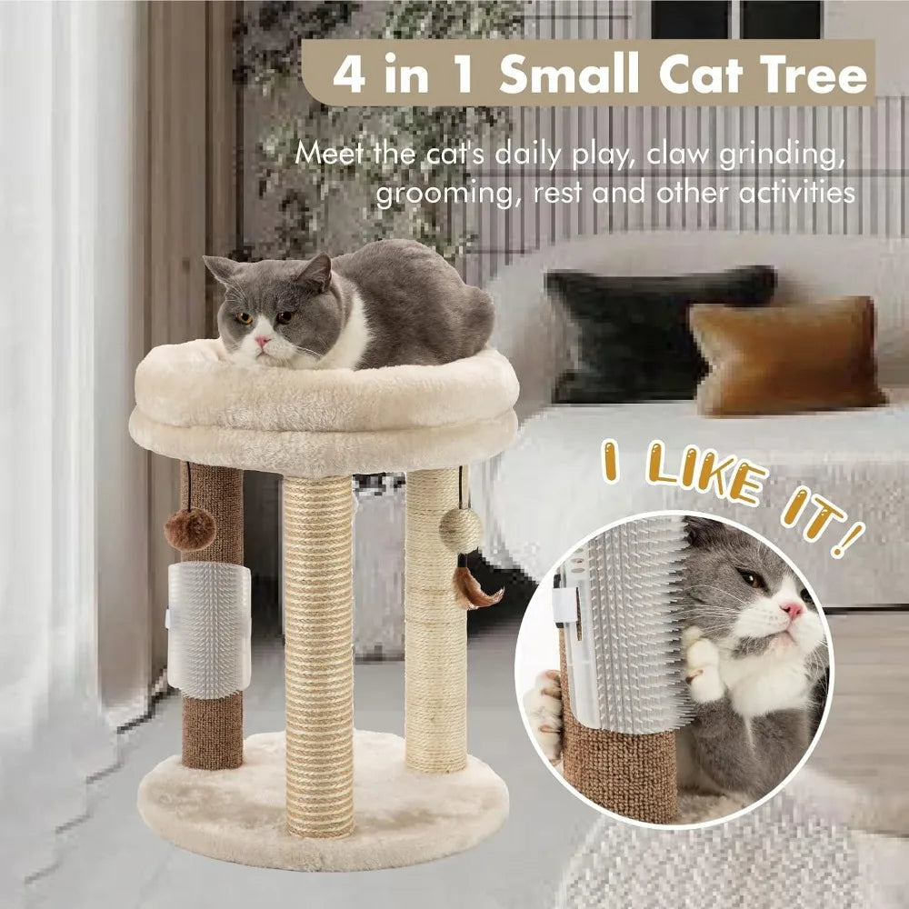 Small Cat Tree, Scratching Post with Soft Tower Bed