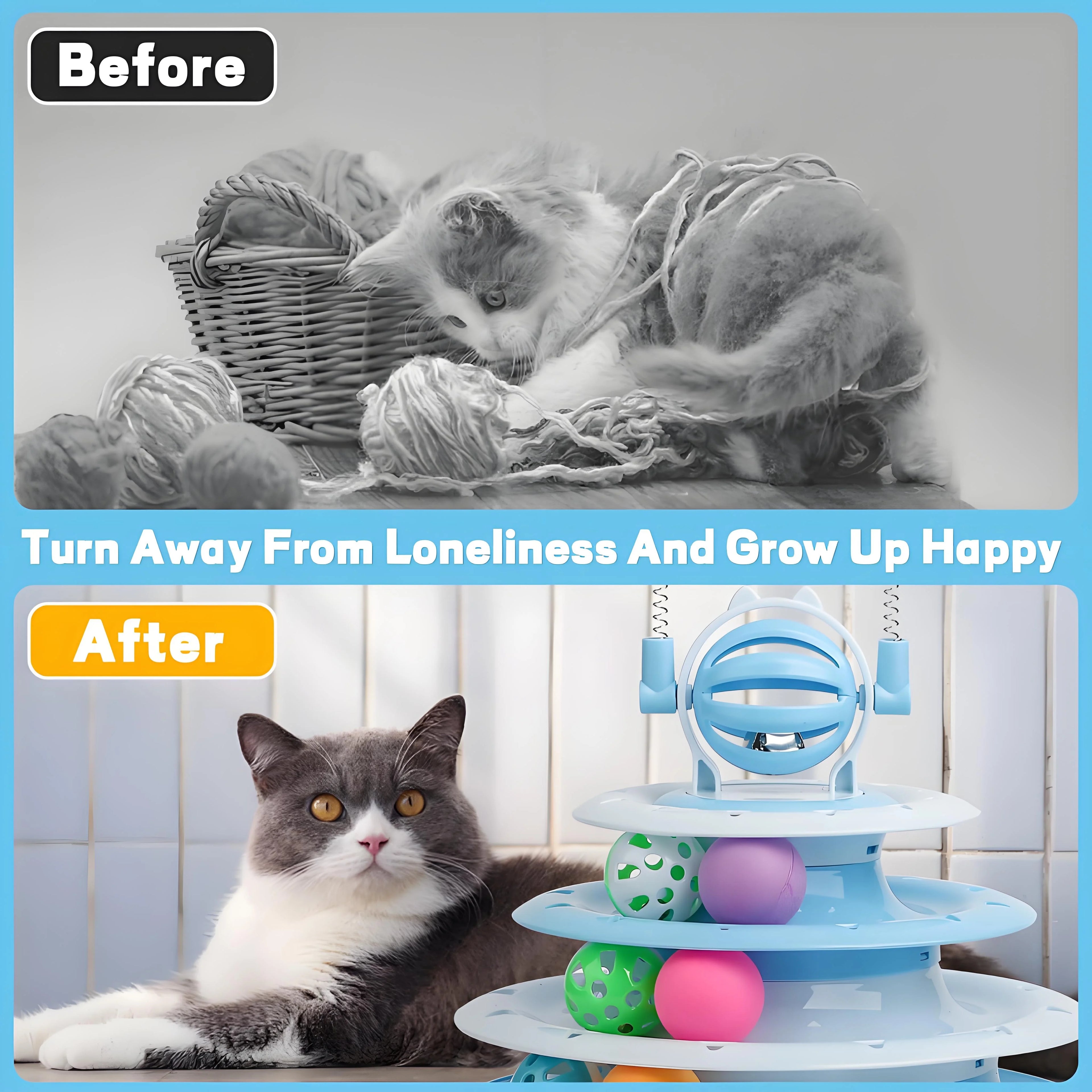 Interactive Cat Toy Puzzle Ball with 2 Teaser Wands