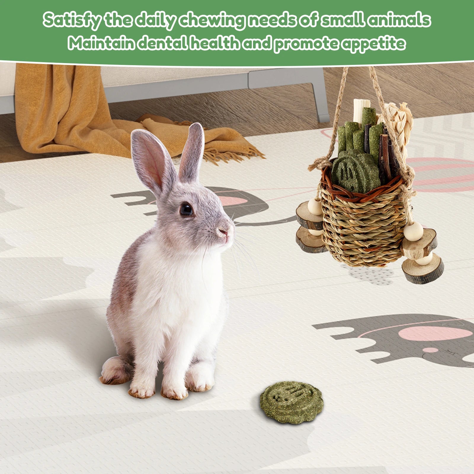 Interactive Bunny Chew Toy Bite Resistant Rabbit Enrichment Toy
