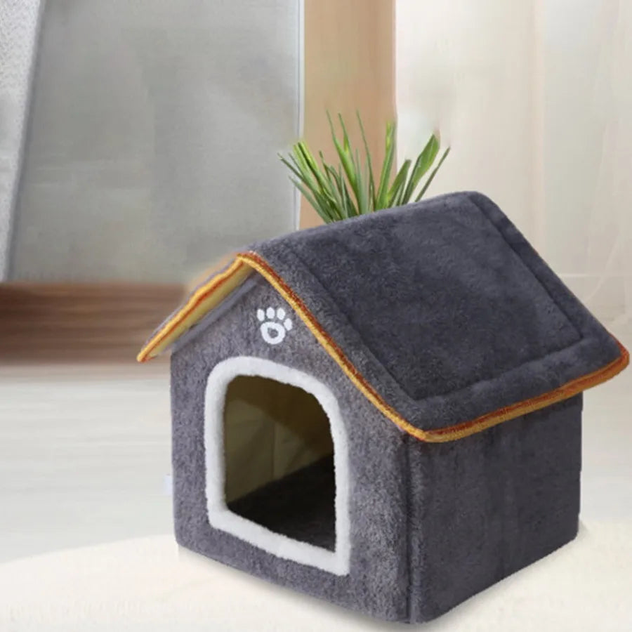 Foldable Indoor Memory Foam Dog House with Cushion