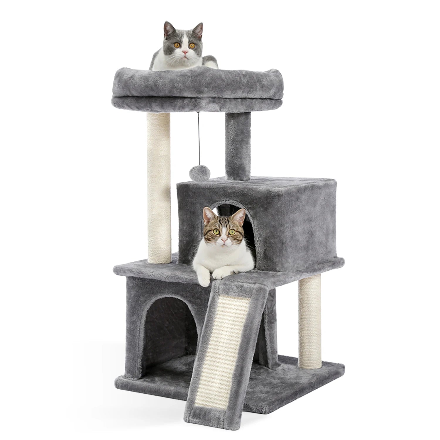 Luxury cat towers with double apartments and a spacious perch