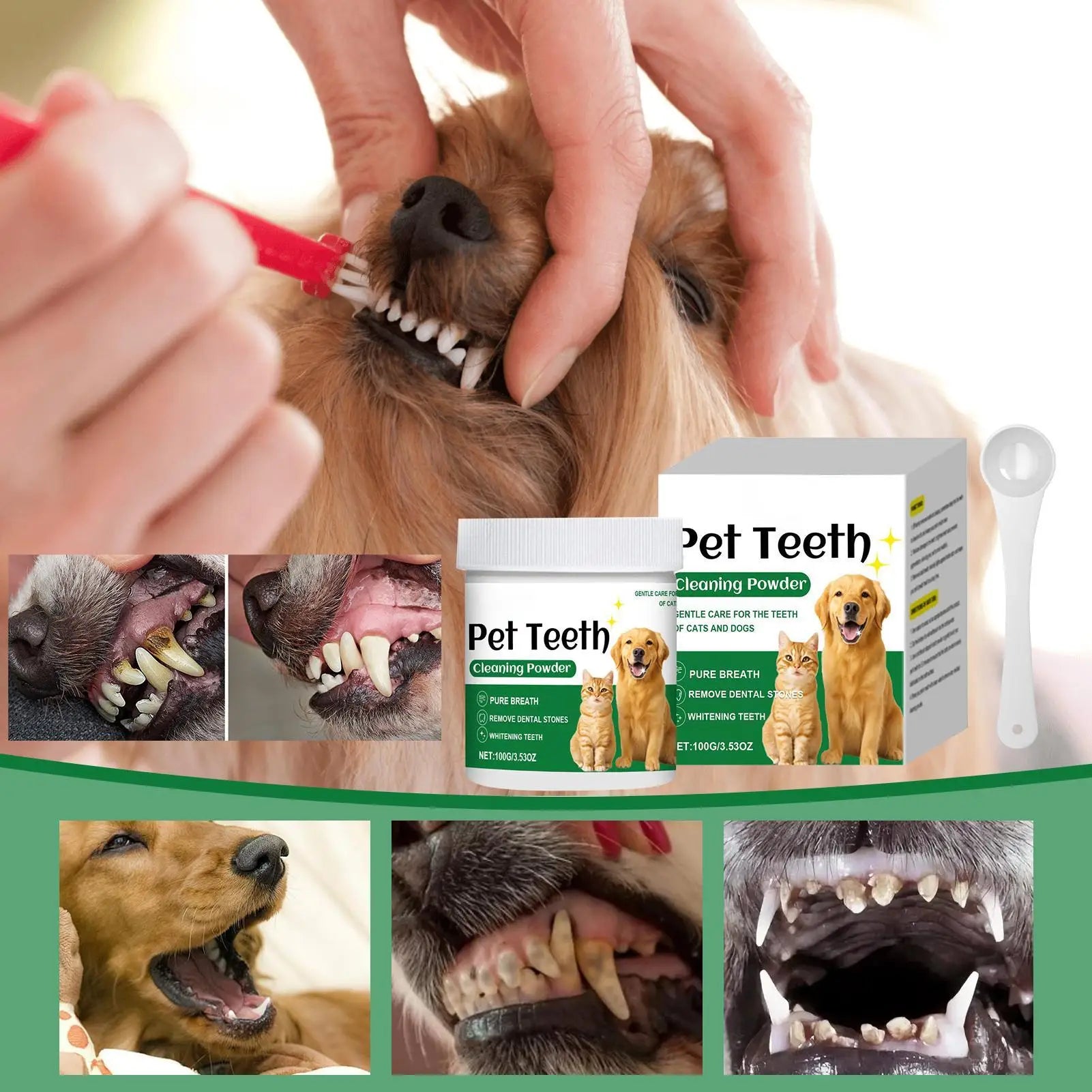 Tooth powder for dogs, bad breath eliminator for dogs