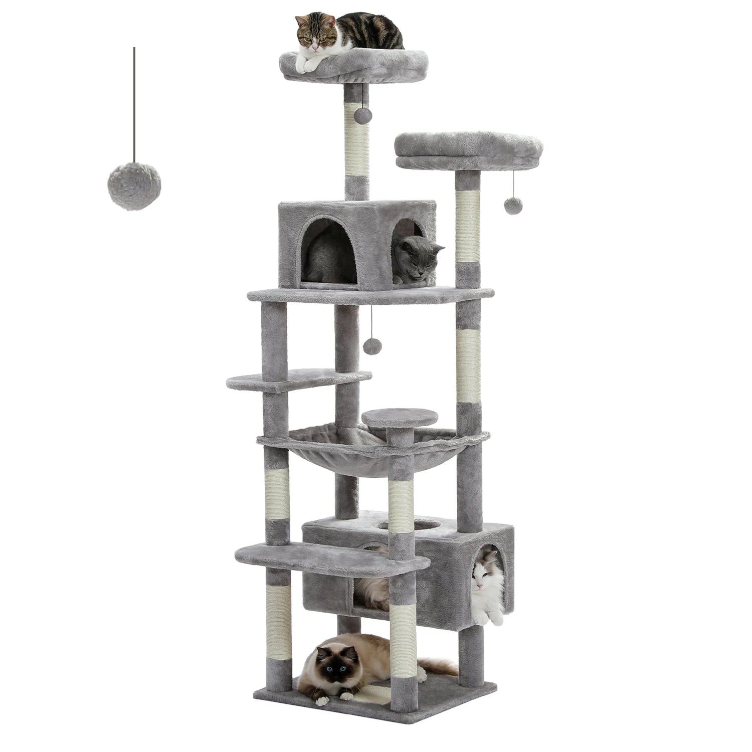 Large Cat Tree and Tower for Indoor Cats with Sisal-Covered Scratching Posts