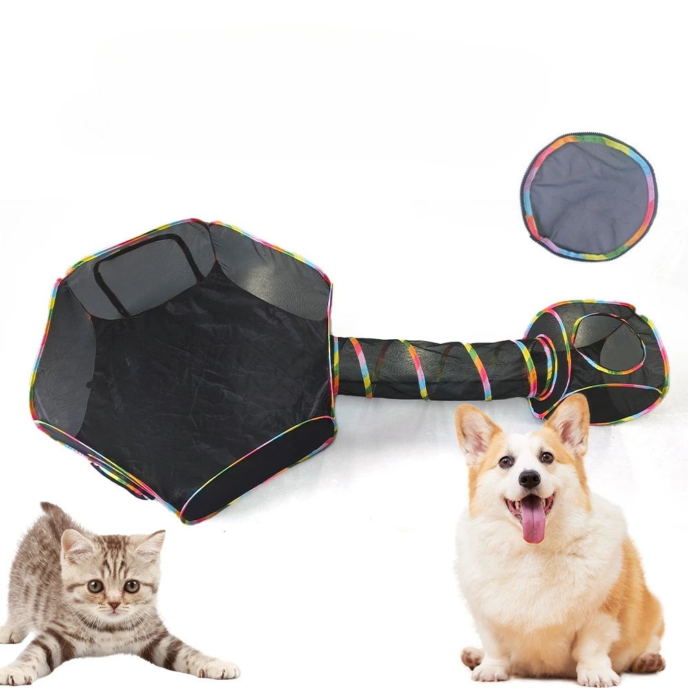 Summer Foldable Cat Tent Outdoor Mesh Tunnel Cat Tent