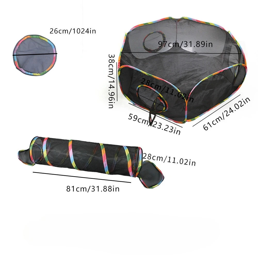 Summer Foldable Cat Tent Outdoor Mesh Tunnel Cat Tent