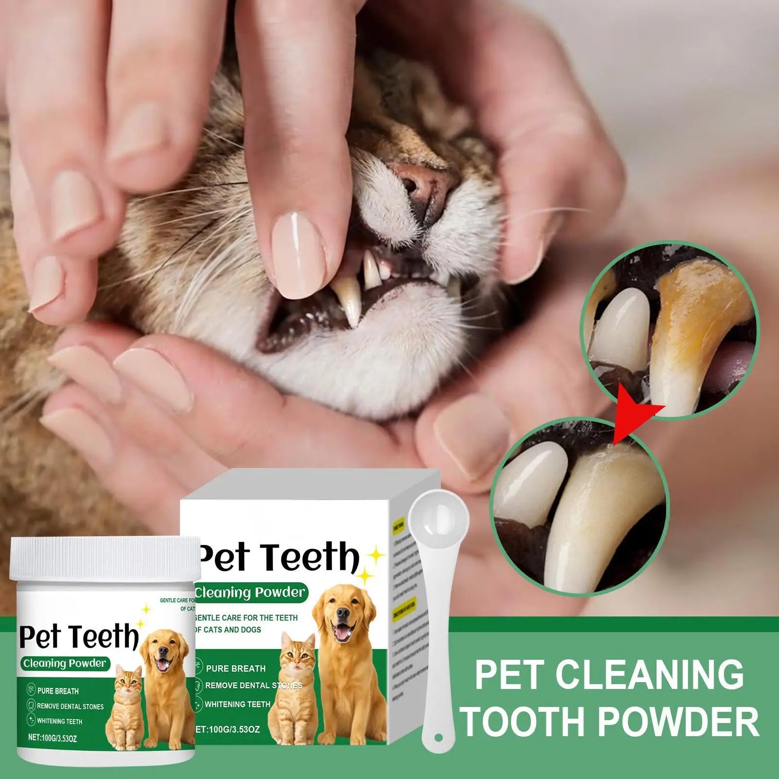 Tooth powder for dogs, bad breath eliminator for dogs