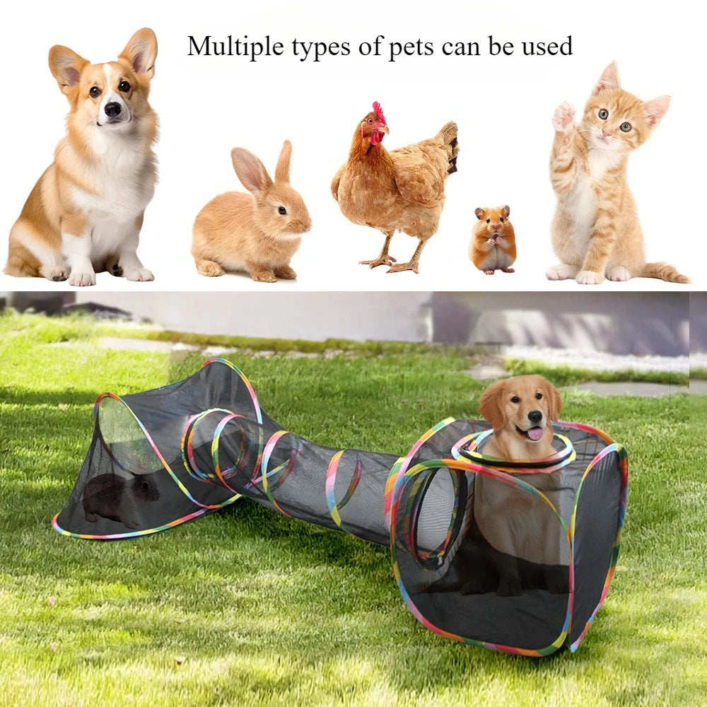 Summer Foldable Cat Tent Outdoor Mesh Tunnel Cat Tent