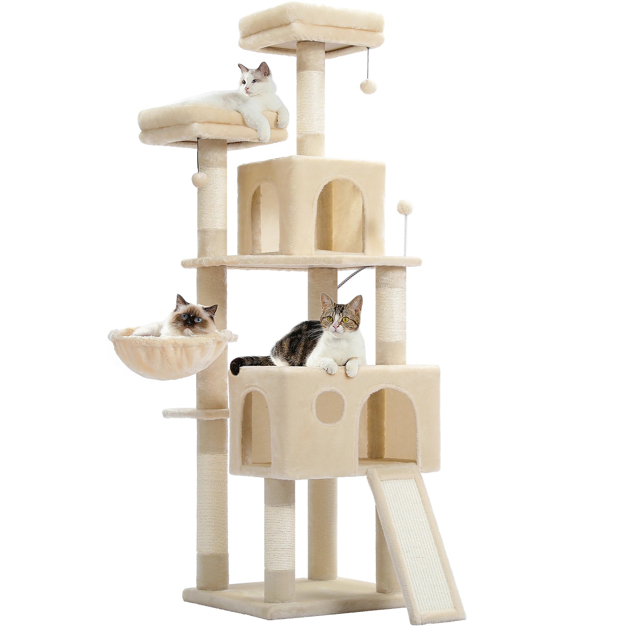 Luxury cat towers with double apartments and a spacious perch