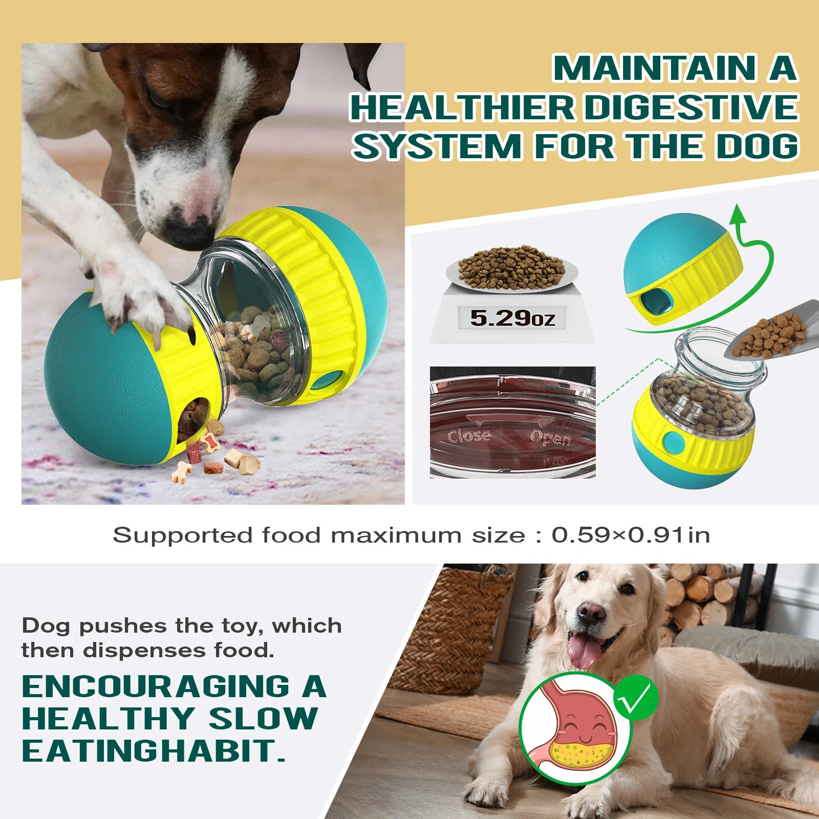 Dog Toy Pet Interactive Leaky Food Ball Slowly Feeding Protects Stomach Improve IQ