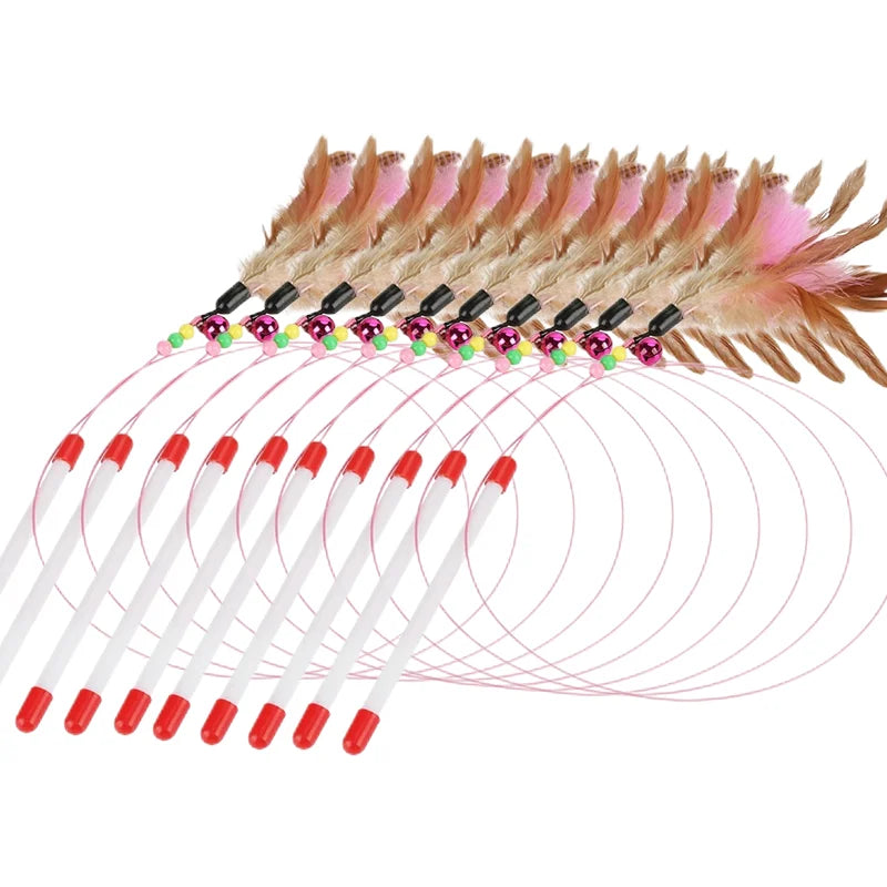 1-10 Pieces Interactive Feather Toy Accessories for Cats