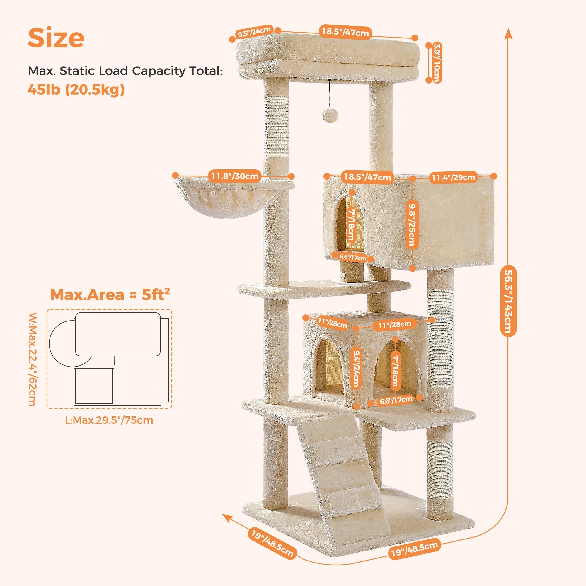 Luxury cat towers with double apartments and a spacious perch