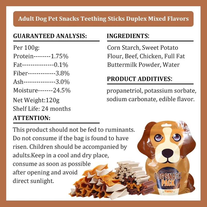 Teething Sticks for Dogs, 120g, Assorted Flavor, Teeth Cleaning