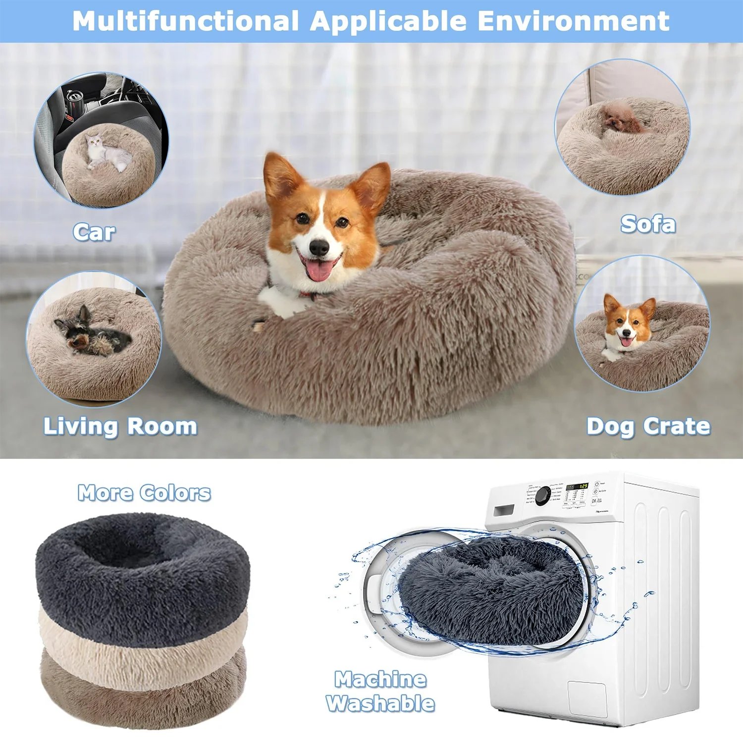 Ultra Soft Washable Pet Donut Bed