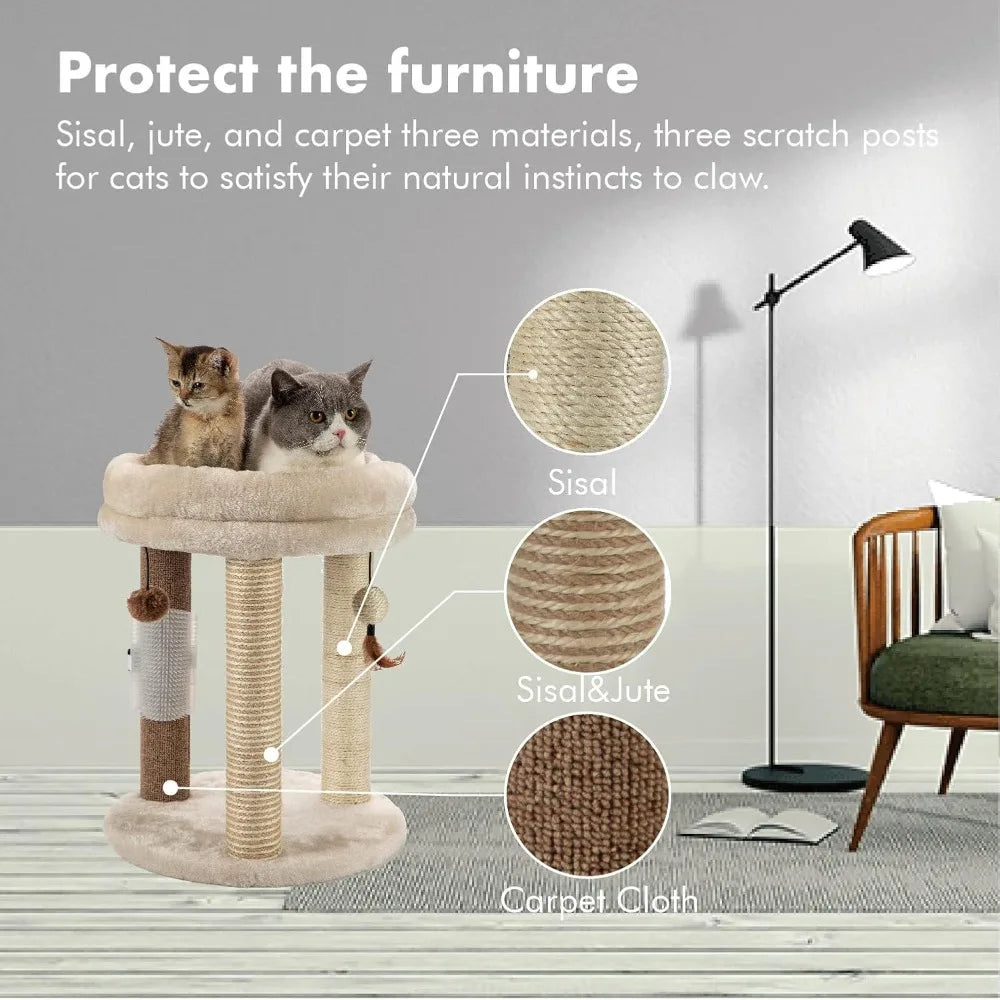 Small Cat Tree, Scratching Post with Soft Tower Bed