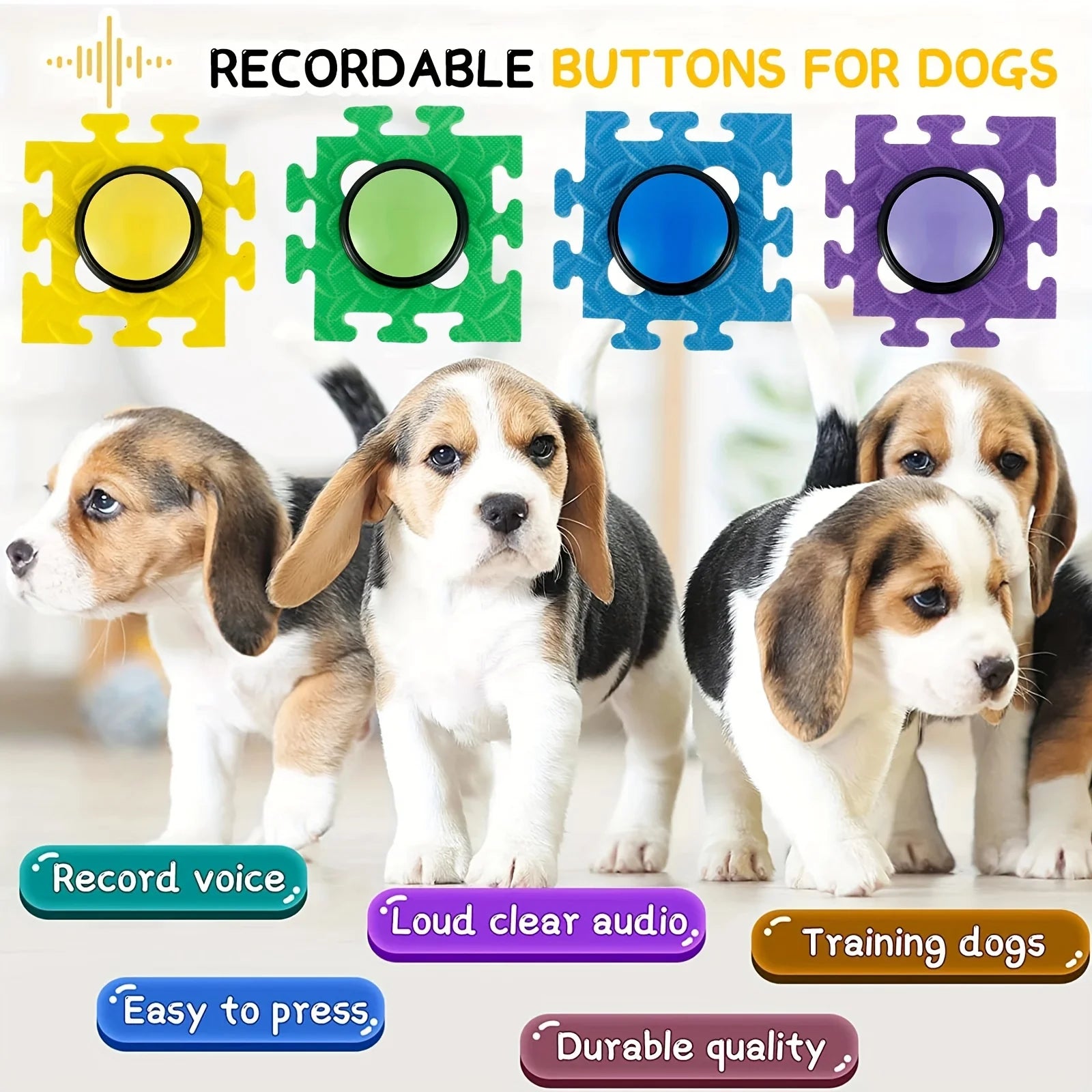 4pcs Recordable Talking Button With Pad Interactive Toy Dog