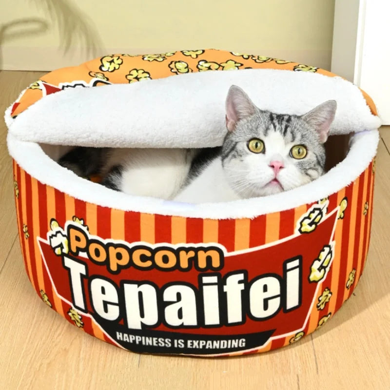 Popcorn Cat Sleeping Nest Warm Winter Pet Nest