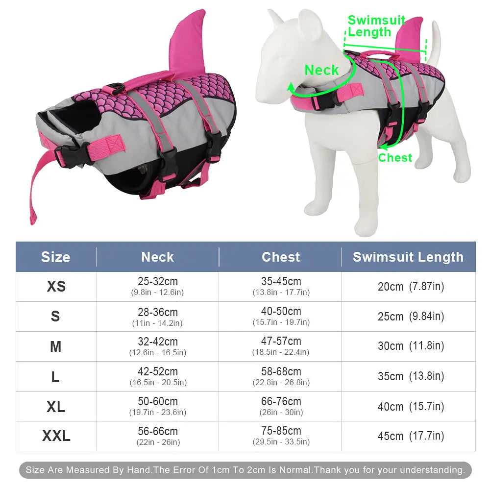 Scales Shark Dog Swimwear, Pet Life Jacket