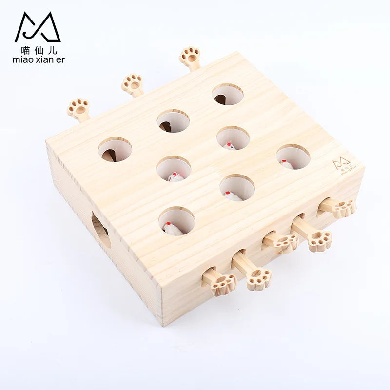Whack-a-mole Interactive Solid Wood Cat Toys