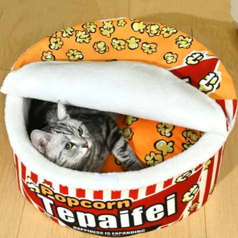 Popcorn Cat Sleeping Nest Warm Winter Pet Nest