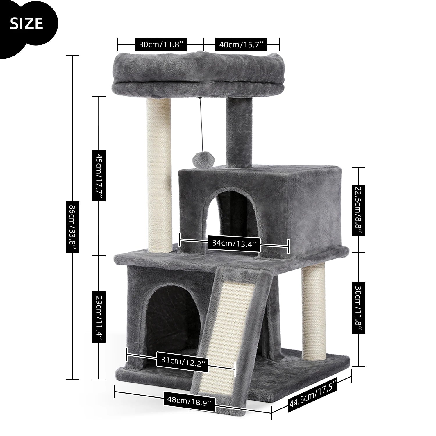 Luxury cat towers with double apartments and a spacious perch