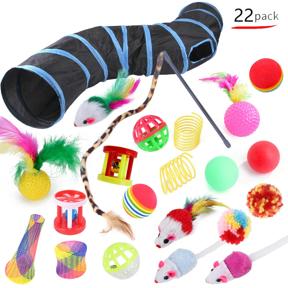 22 Pack Pet Cat Toys Interactive Combination Set