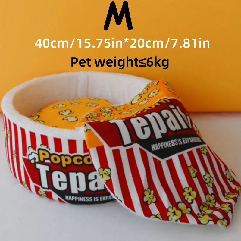 Popcorn Cat Sleeping Nest Warm Winter Pet Nest