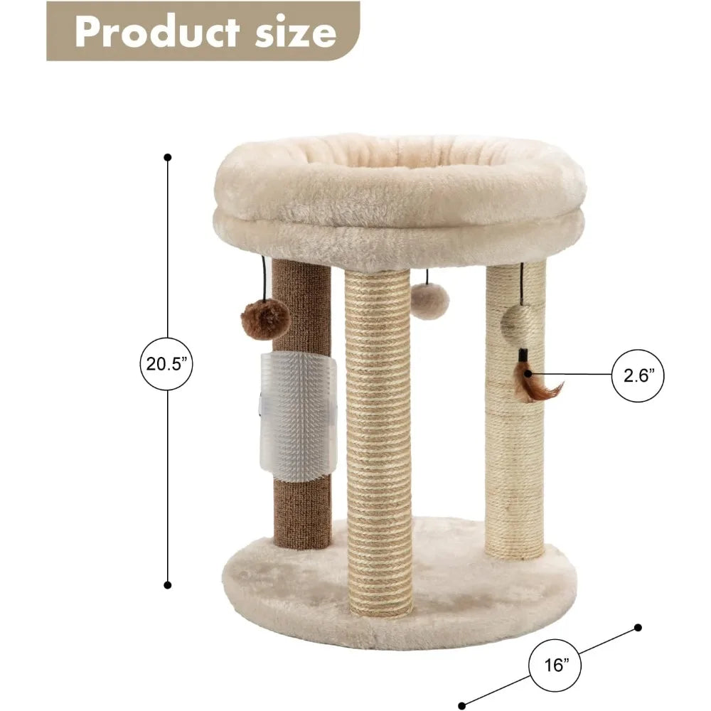 Small Cat Tree, Scratching Post with Soft Tower Bed