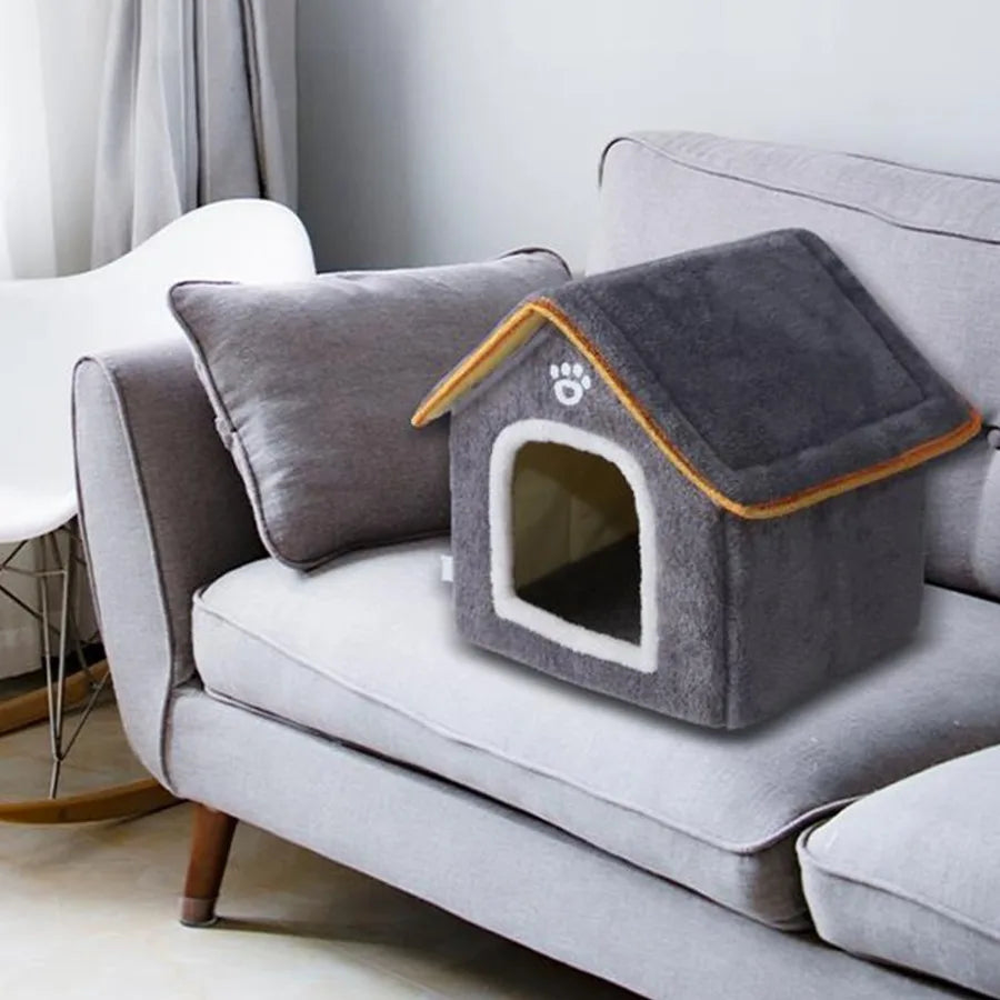 Foldable Indoor Memory Foam Dog House with Cushion