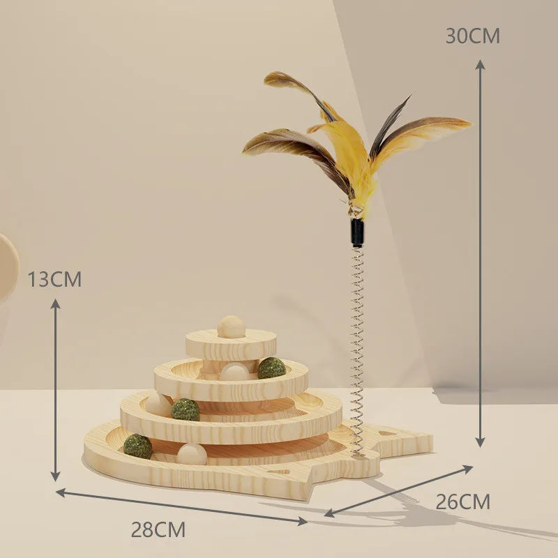Wooden 2/3 Levels Pet cat Toy Tower Tracks