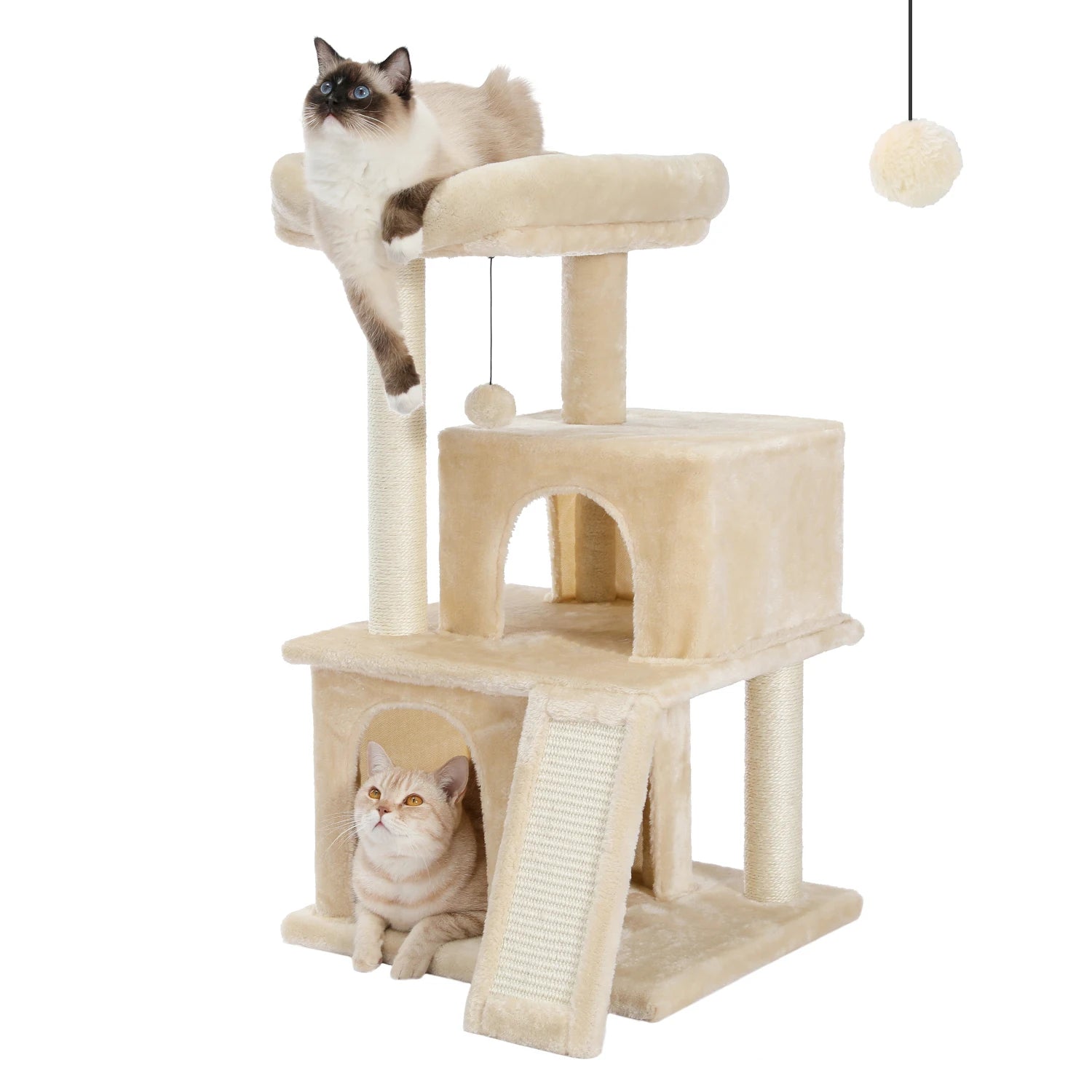 Luxury cat towers with double apartments and a spacious perch