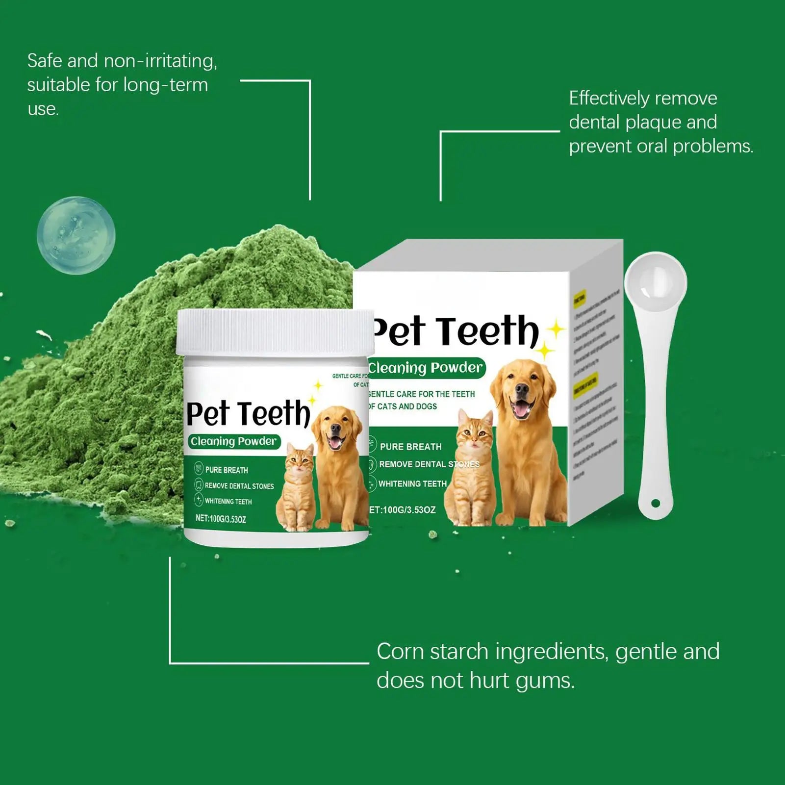 Tooth powder for dogs, bad breath eliminator for dogs