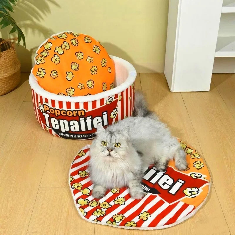 Popcorn Cat Sleeping Nest Warm Winter Pet Nest