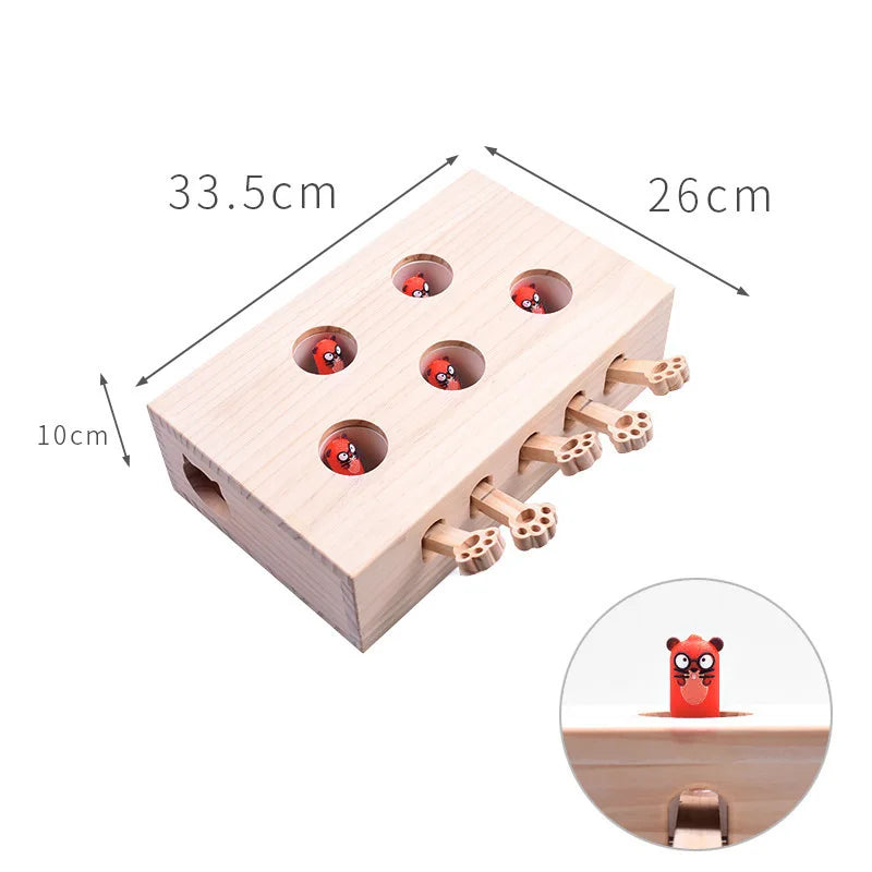 Whack-a-mole Interactive Solid Wood Cat Toys