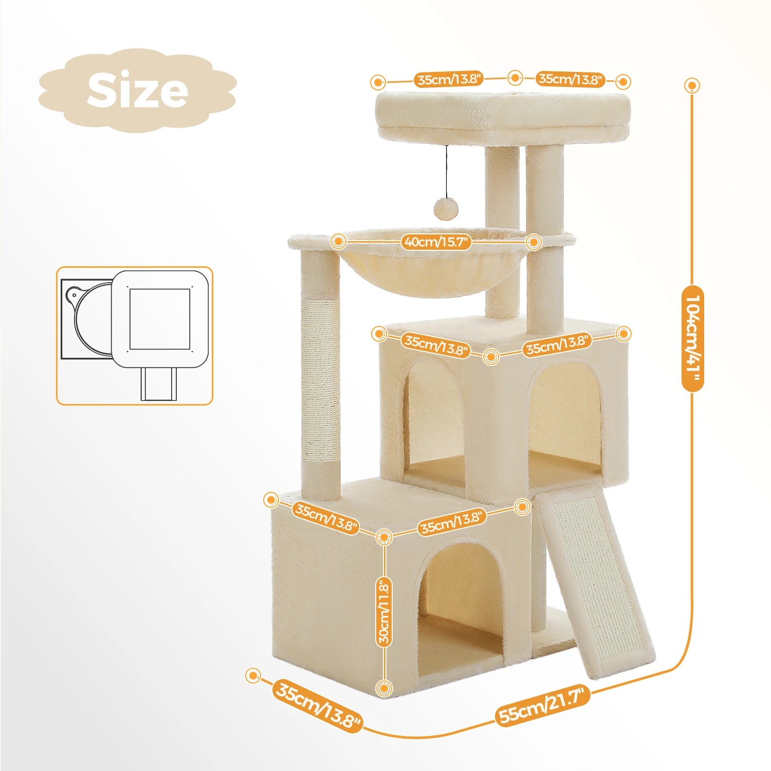 Luxury cat towers with double apartments and a spacious perch