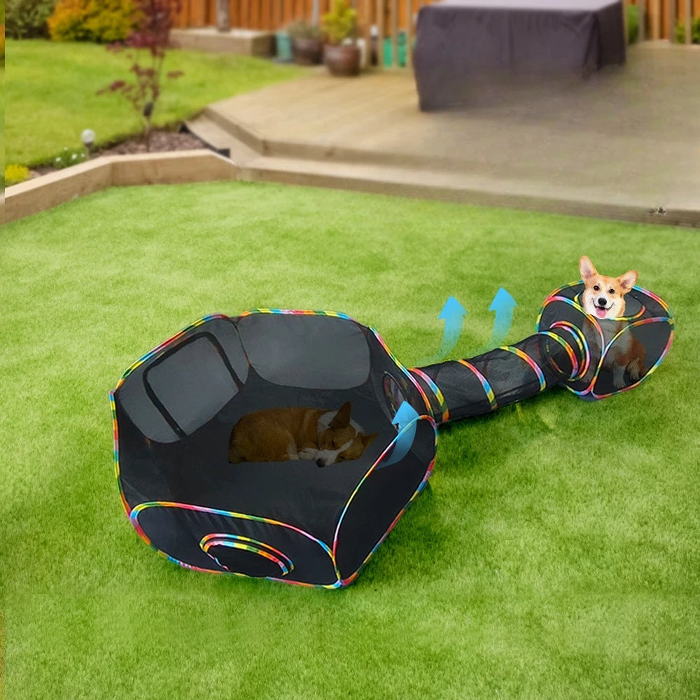 Summer Foldable Cat Tent Outdoor Mesh Tunnel Cat Tent