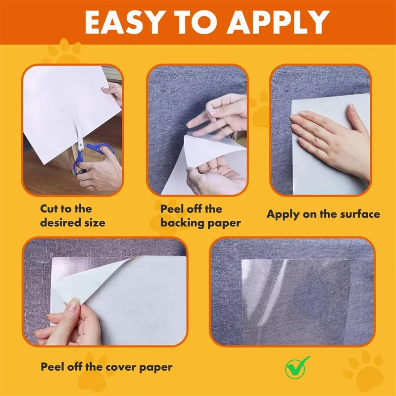 Self-adhesive transparent tape to protect furniture from cat scratches