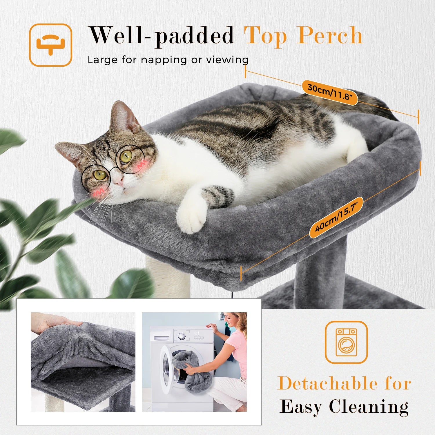Luxury cat towers with double apartments and a spacious perch