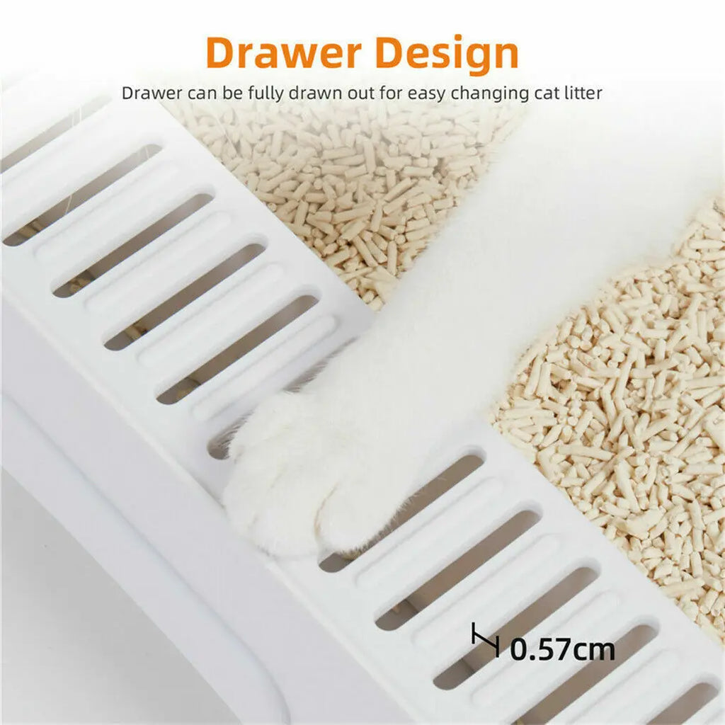 Cat Litter Box with Scoop and Foldable Closed Sieves Tray