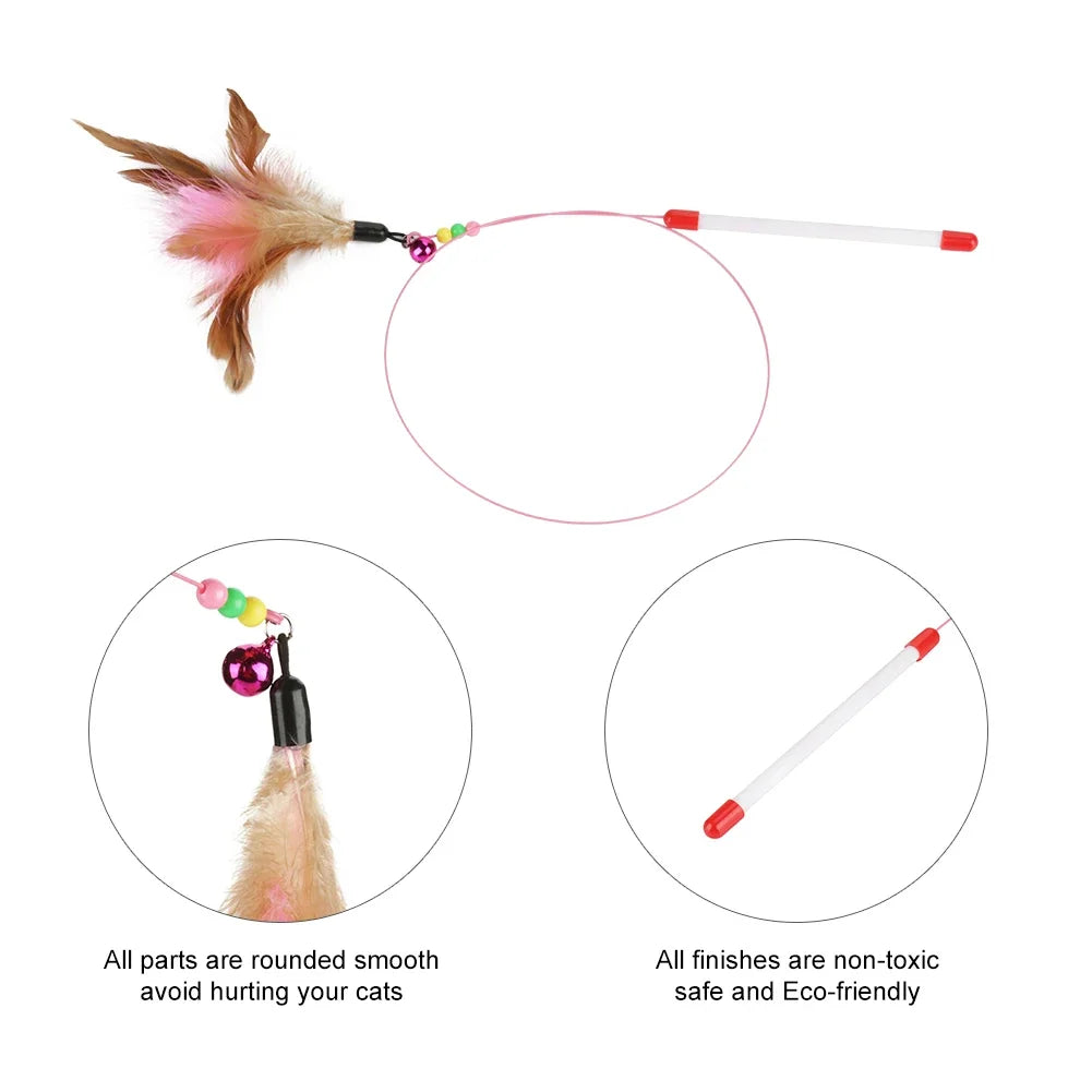 1-10 Pieces Interactive Feather Toy Accessories for Cats