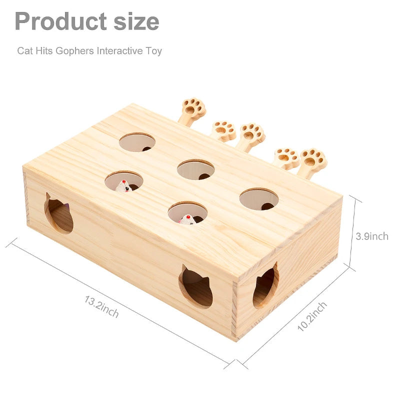 Whack-a-mole Interactive Solid Wood Cat Toys