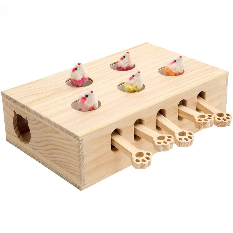 Whack-a-mole Interactive Solid Wood Cat Toys