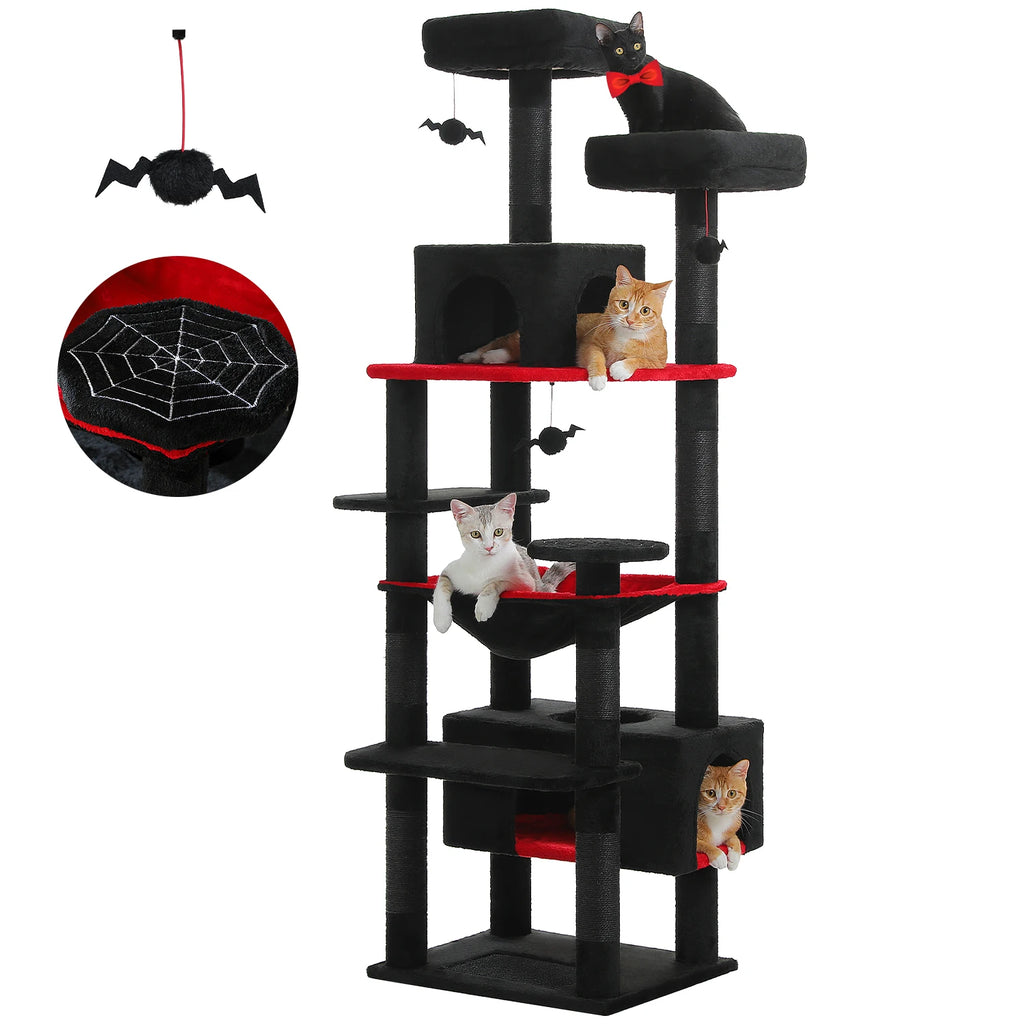 Large Cat Tree and Tower for Indoor Cats with Sisal-Covered Scratching Posts
