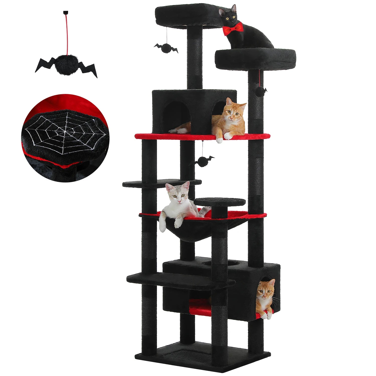 Large Cat Tree and Tower for Indoor Cats with Sisal-Covered Scratching Posts