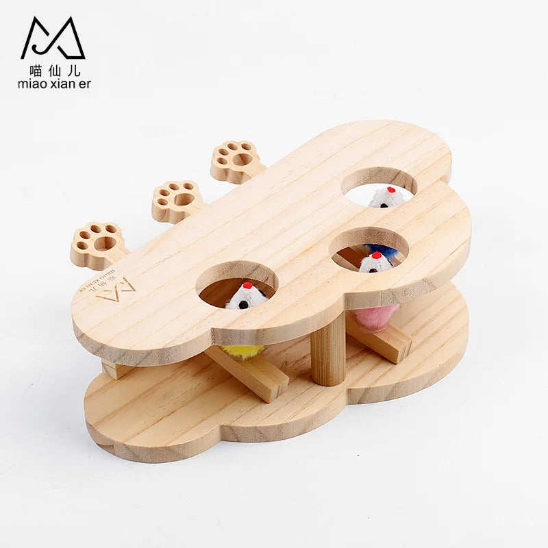 Whack-a-mole Interactive Solid Wood Cat Toys