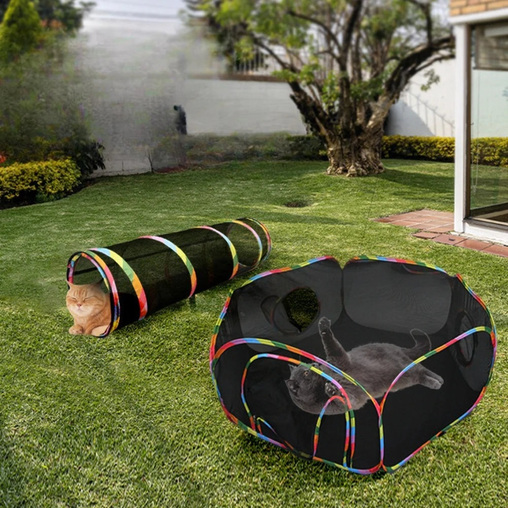 Summer Foldable Cat Tent Outdoor Mesh Tunnel Cat Tent