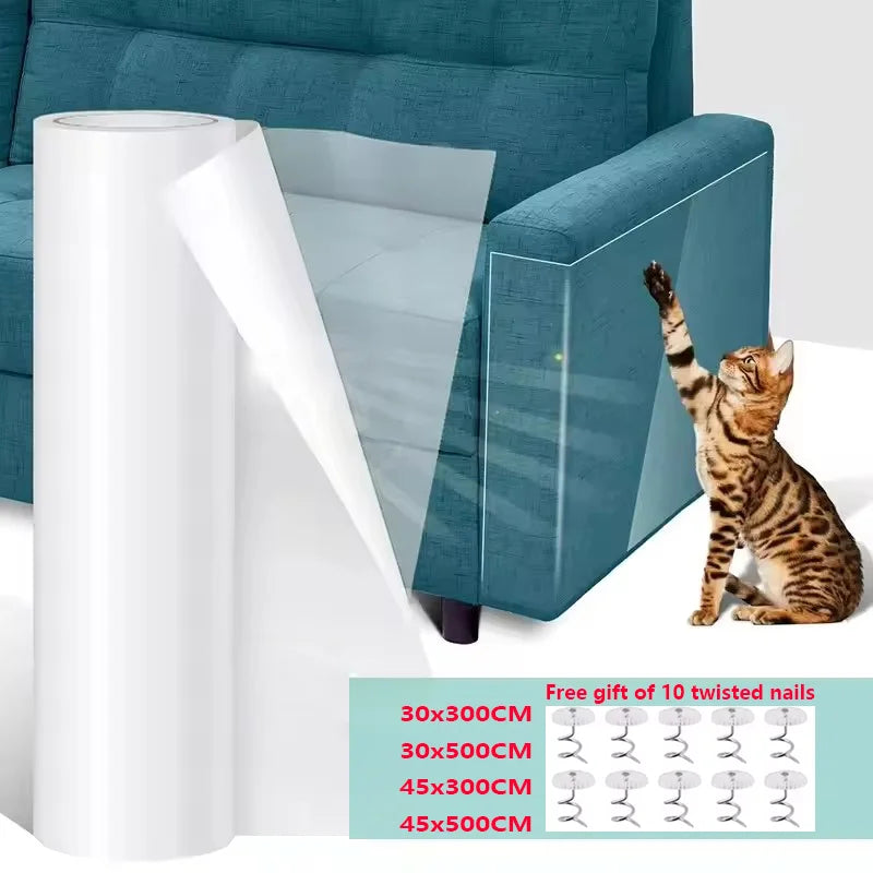 Self-adhesive transparent tape to protect furniture from cat scratches